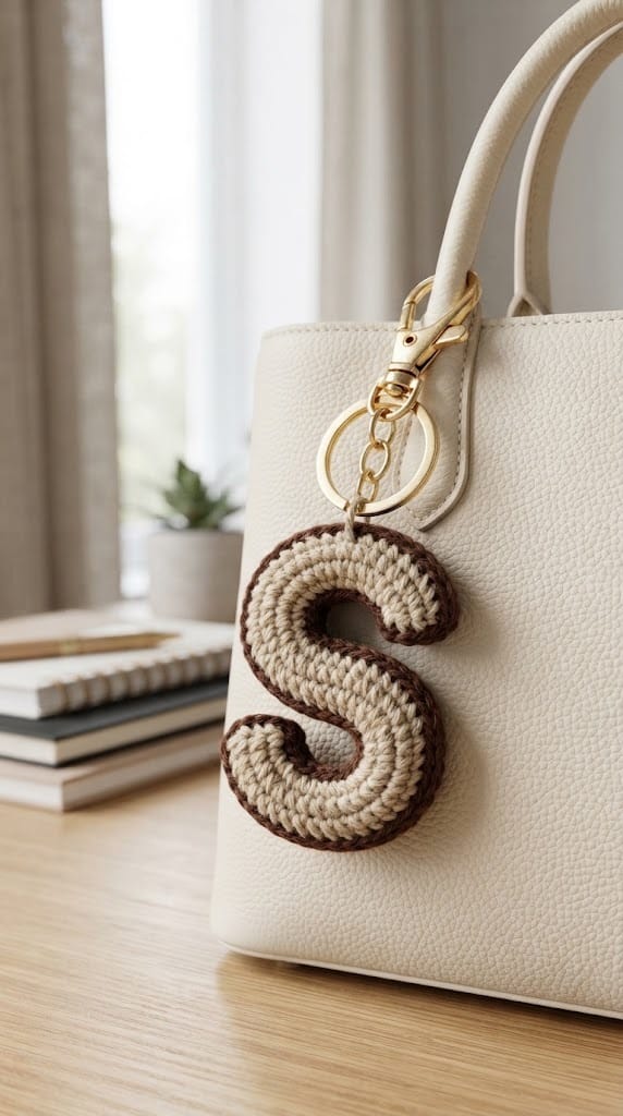 Progress shot of the long crochet tube for the letter S